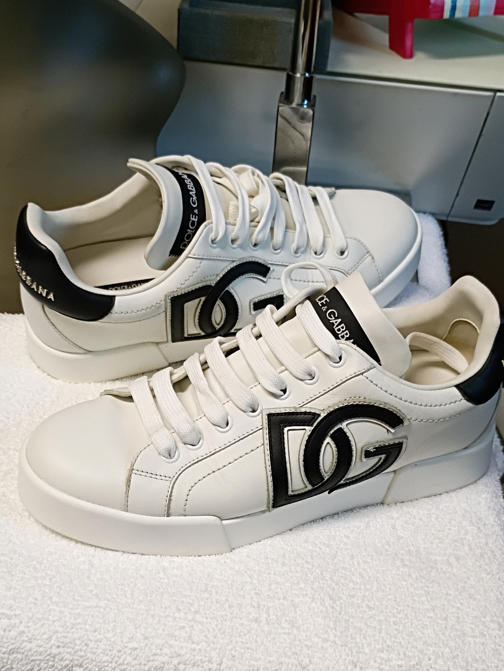 Dolce & Gabbana White Leather Sneakers - Picture 1 of 7